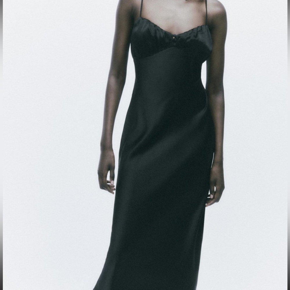 Out of stock black satin dress from Zara